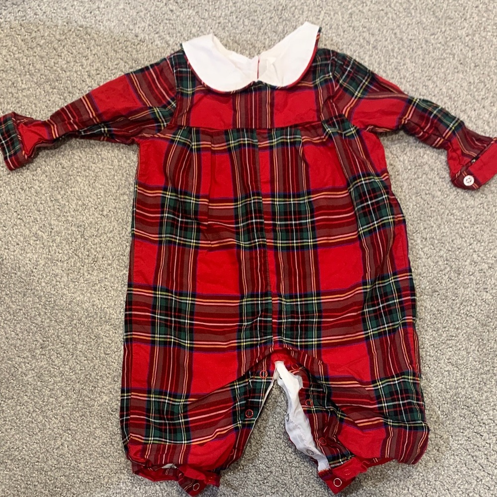 Cecil and Lou Red Plaid Baby Romper